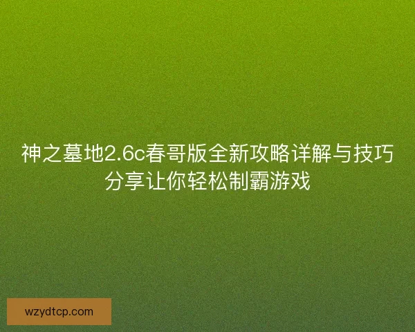 神之墓地2.6c春哥版全新攻略详解与技巧分享让你轻松制霸游戏