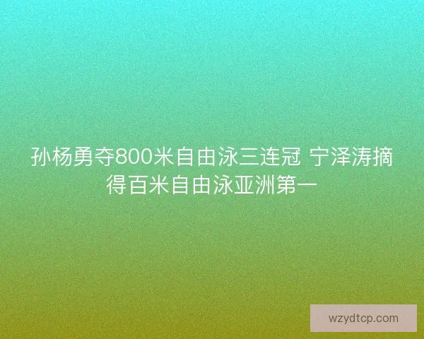 孙杨勇夺800米自由泳三连冠 宁泽涛摘得百米自由泳亚洲第一