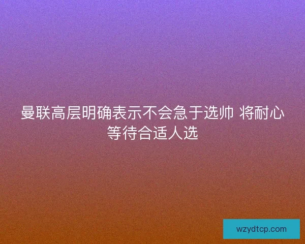 曼联高层明确表示不会急于选帅 将耐心等待合适人选
