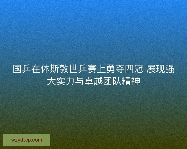 国乒在休斯敦世乒赛上勇夺四冠 展现强大实力与卓越团队精神