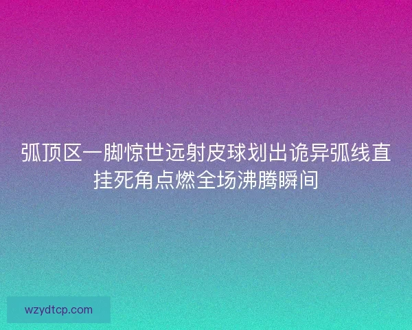 弧顶区一脚惊世远射皮球划出诡异弧线直挂死角点燃全场沸腾瞬间